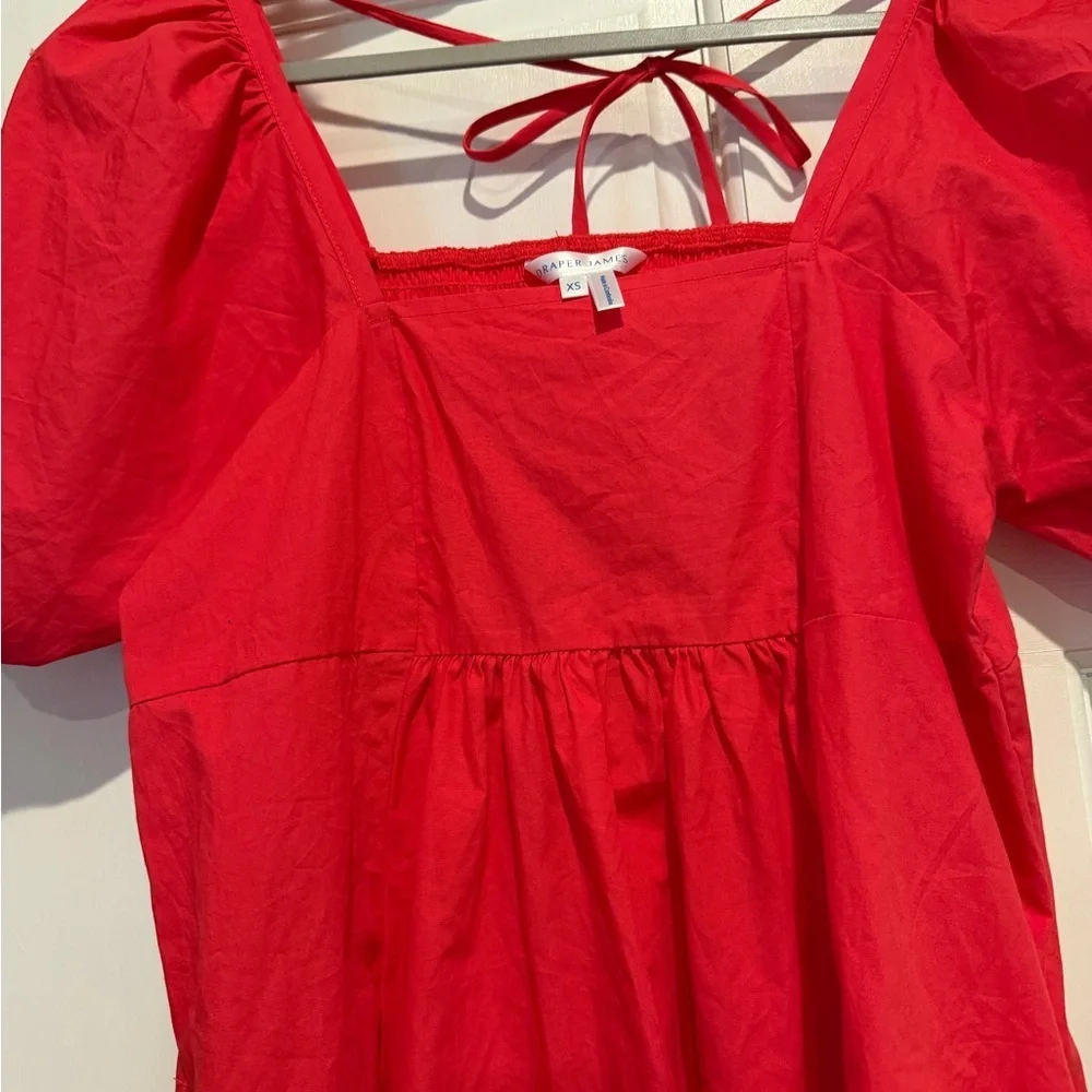 Draper James Vibrant Red Puff Sleeve Dress - Picture 4 of 5